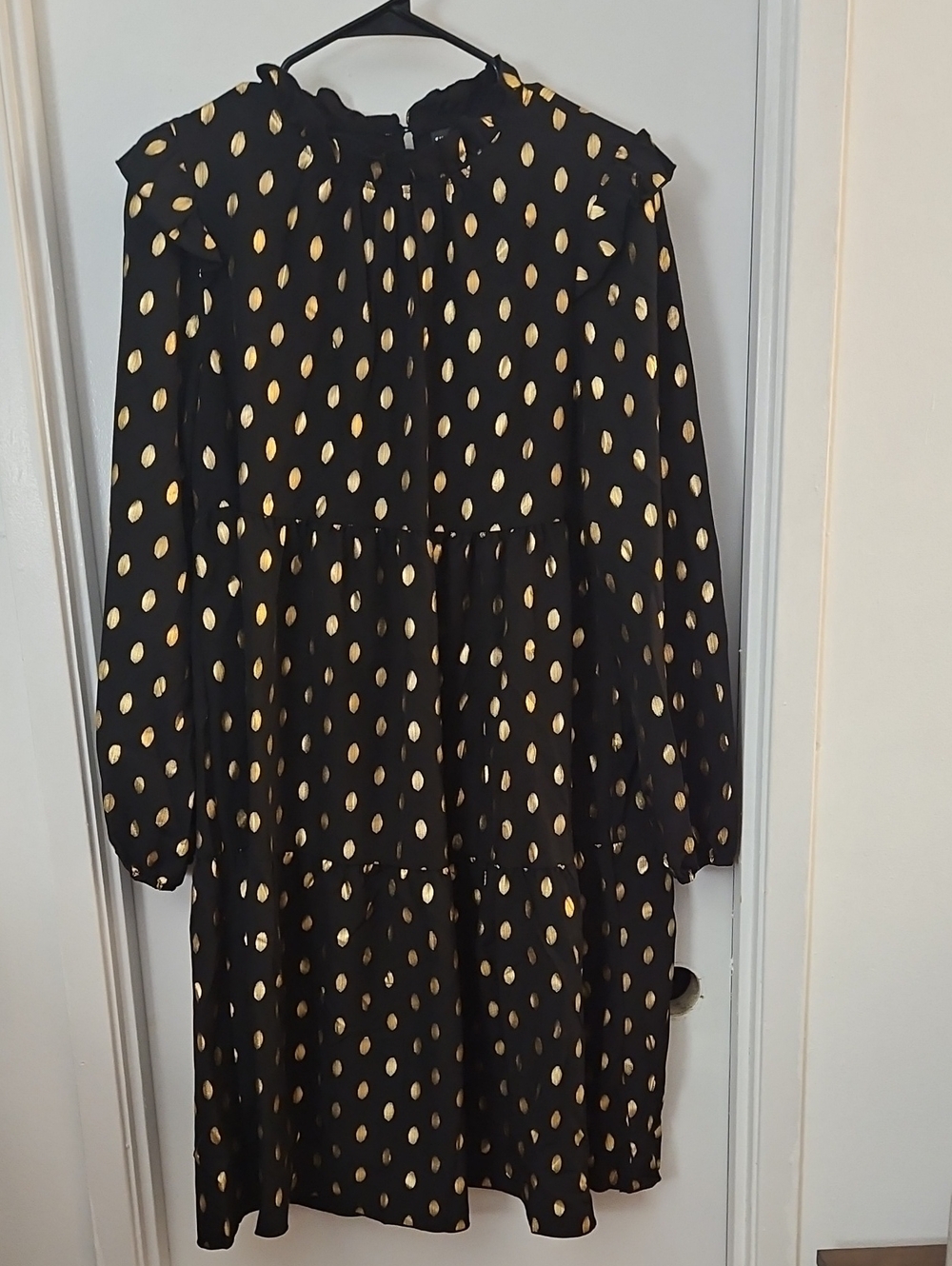 Shein Black Skirt with Gold Polka Dot Print